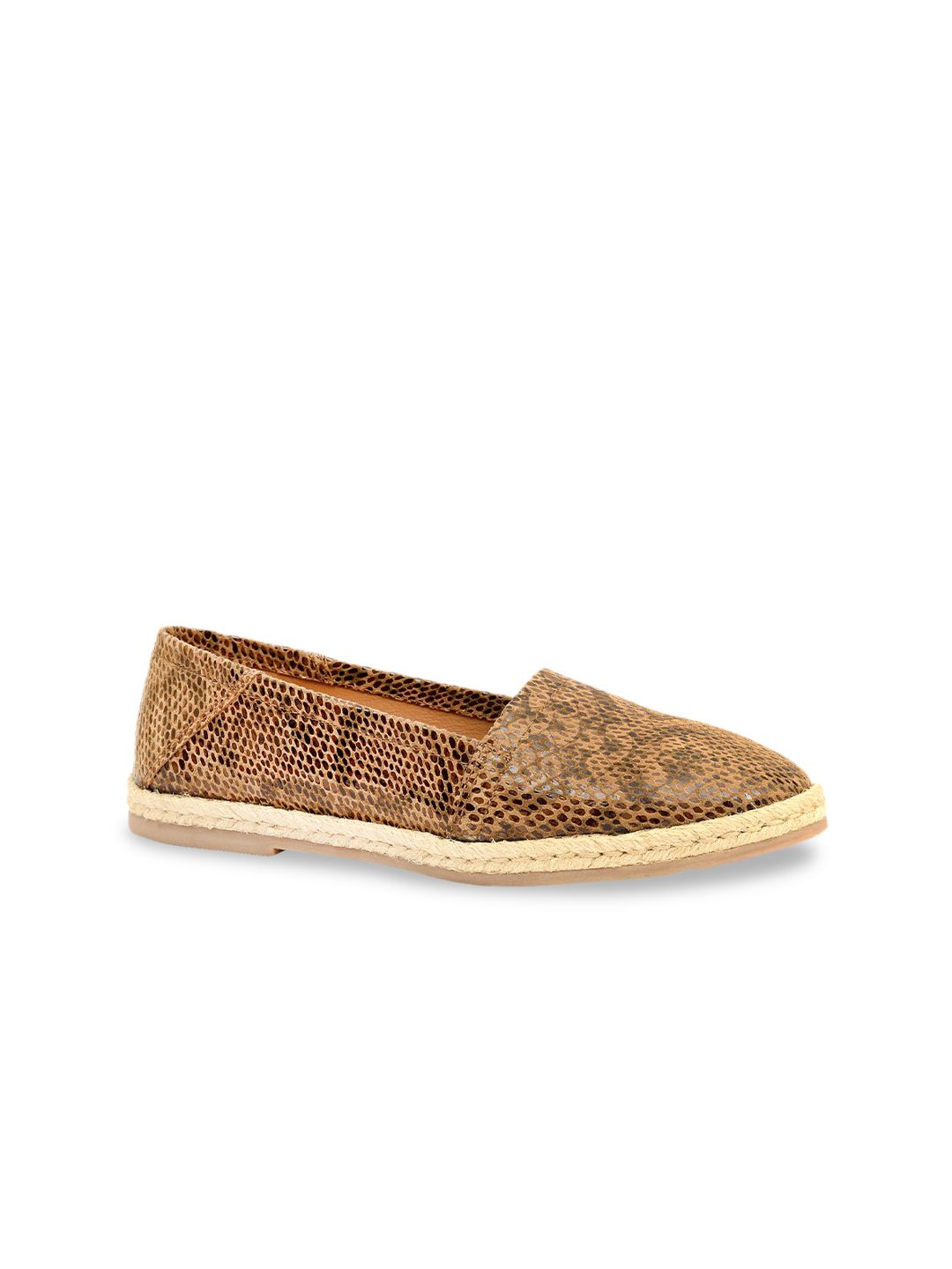 Eske Women Brown Printed Leather Espadrilles Price in India