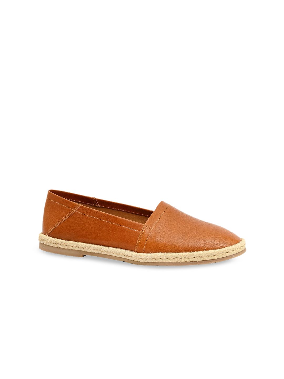 Eske Women Tan Leather Slip-On Sneakers Price in India