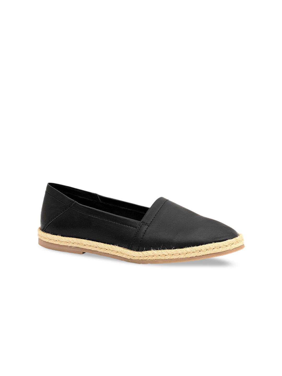 Eske Women Black Leather Espadrilles Price in India