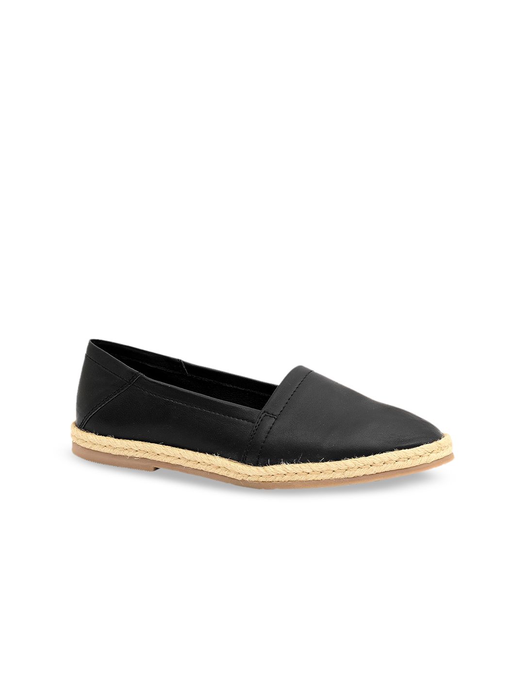 Eske Women Black Leather Espadrilles Price in India