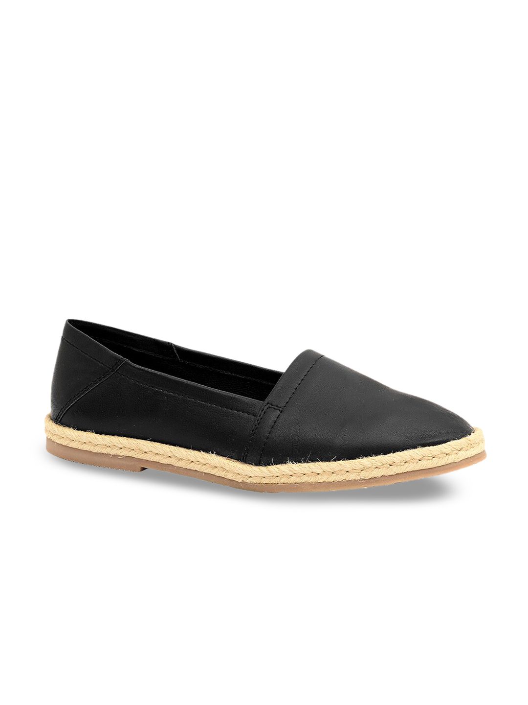 Eske Women Black Leather Espadrilles Price in India