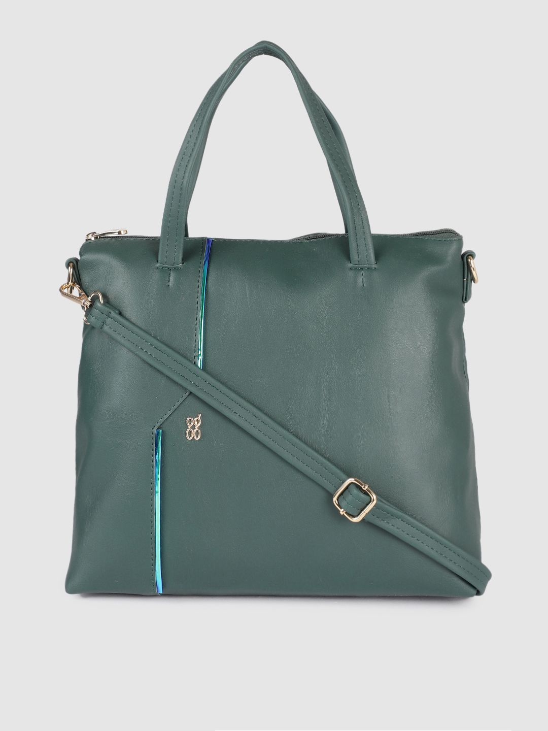 Baggit Teal Green Solid Structured Handheld Bag Price in India