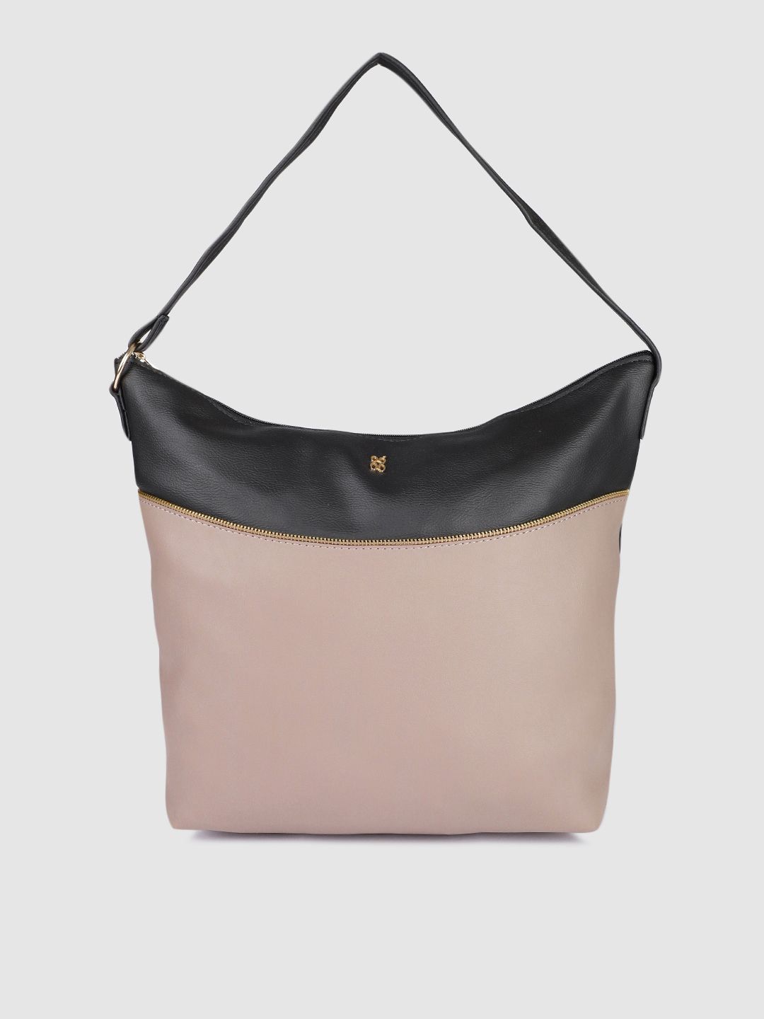 Baggit Black Colourblocked Structured Hobo Bag Price in India