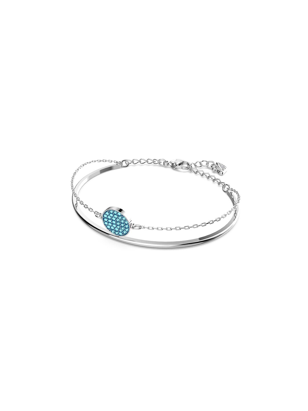 SWAROVSKI Women Blue Crystals Rhodium-Plated Cuff Bracelet Price in India