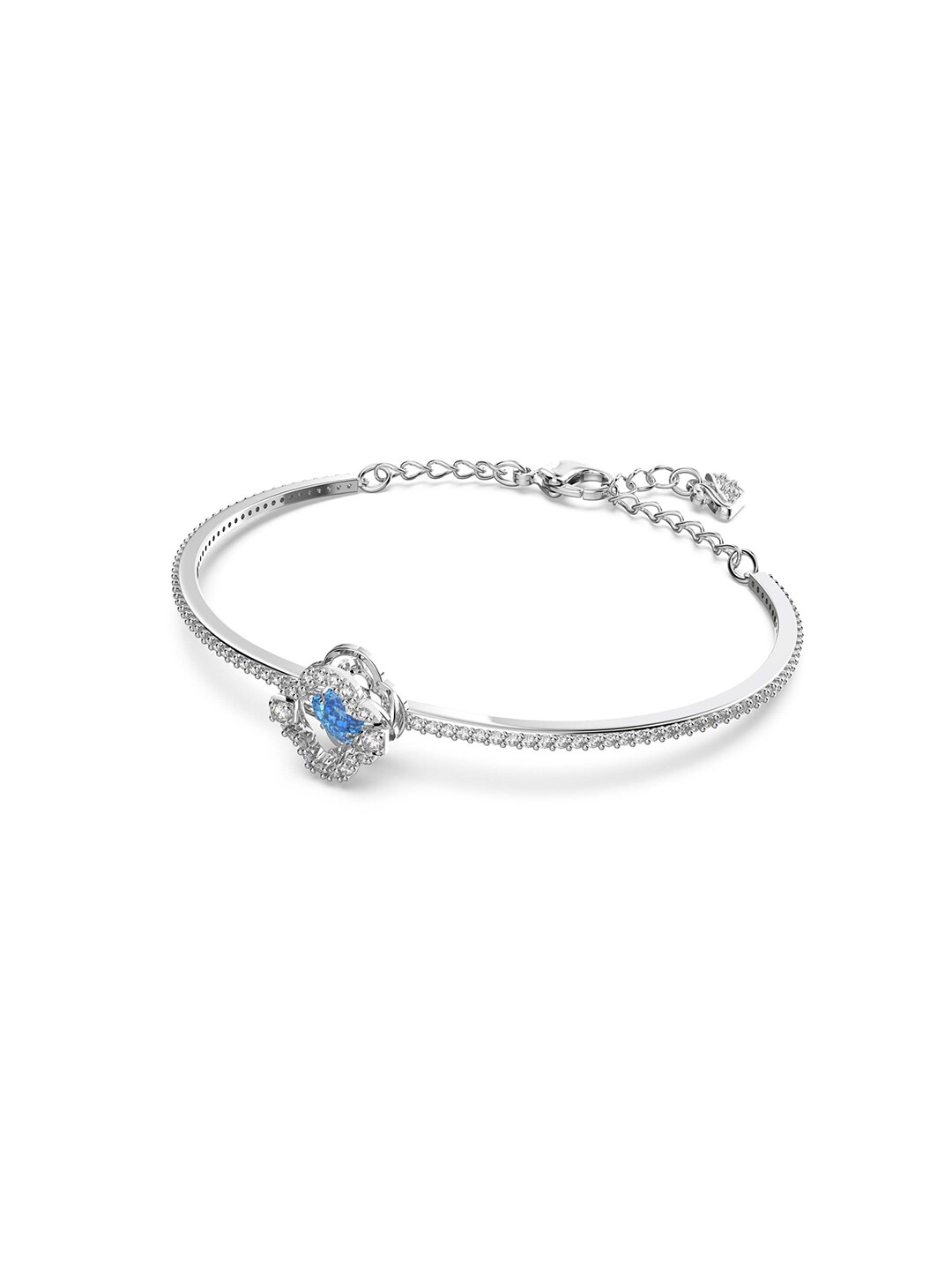 SWAROVSKI Women Blue & Silver-Toned Crystals Rhodium-Plated Wraparound Bracelet Price in India