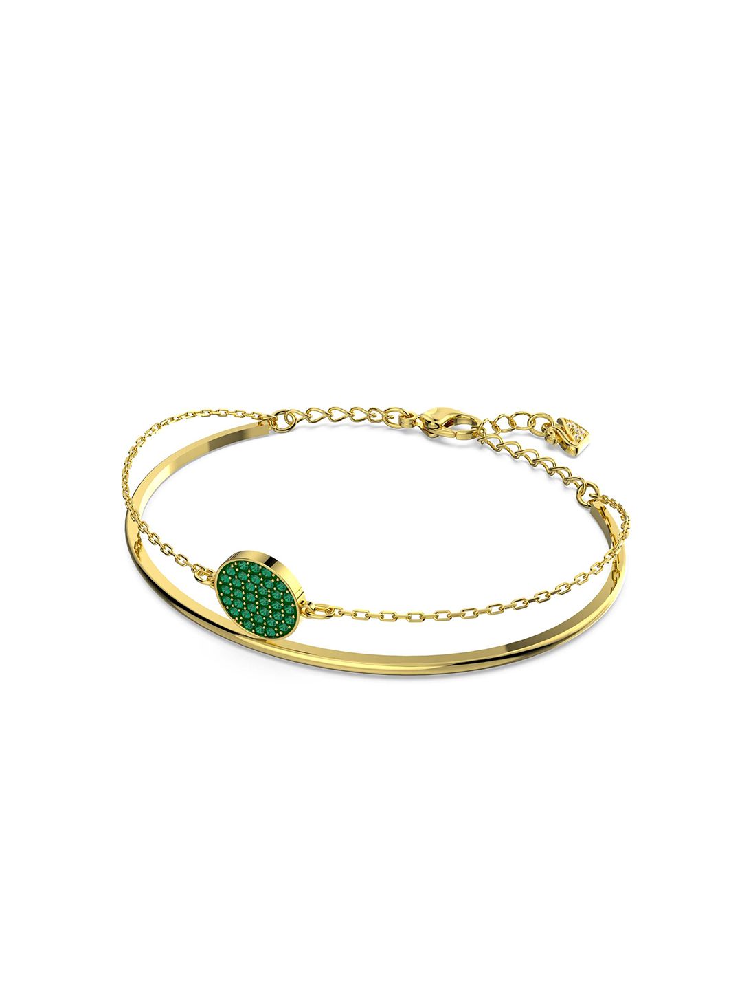 SWAROVSKI Women Green & Gold-Toned Crystals Studded Gold-Plated Charm Bracelet Price in India