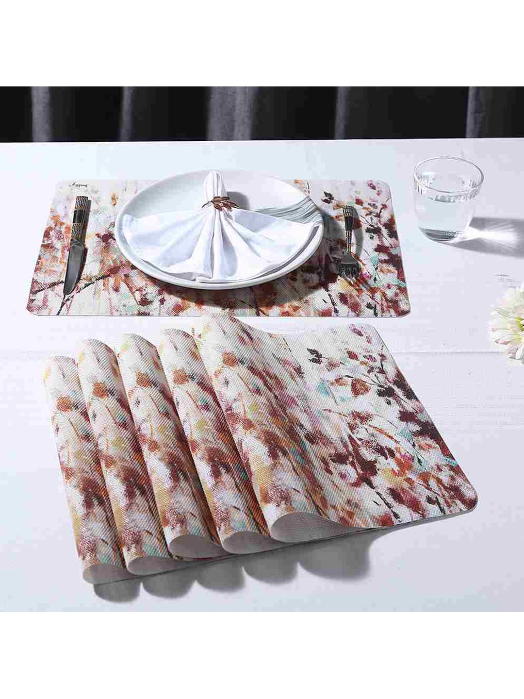 Wonderchef Brown Set Of 6 Abstract Print Valentina Placemat Price in India