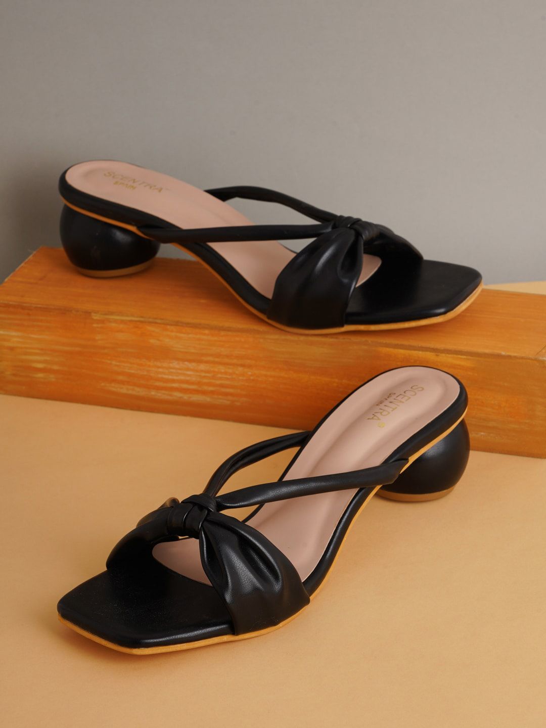 SCENTRA Women Black Block Heels Price in India