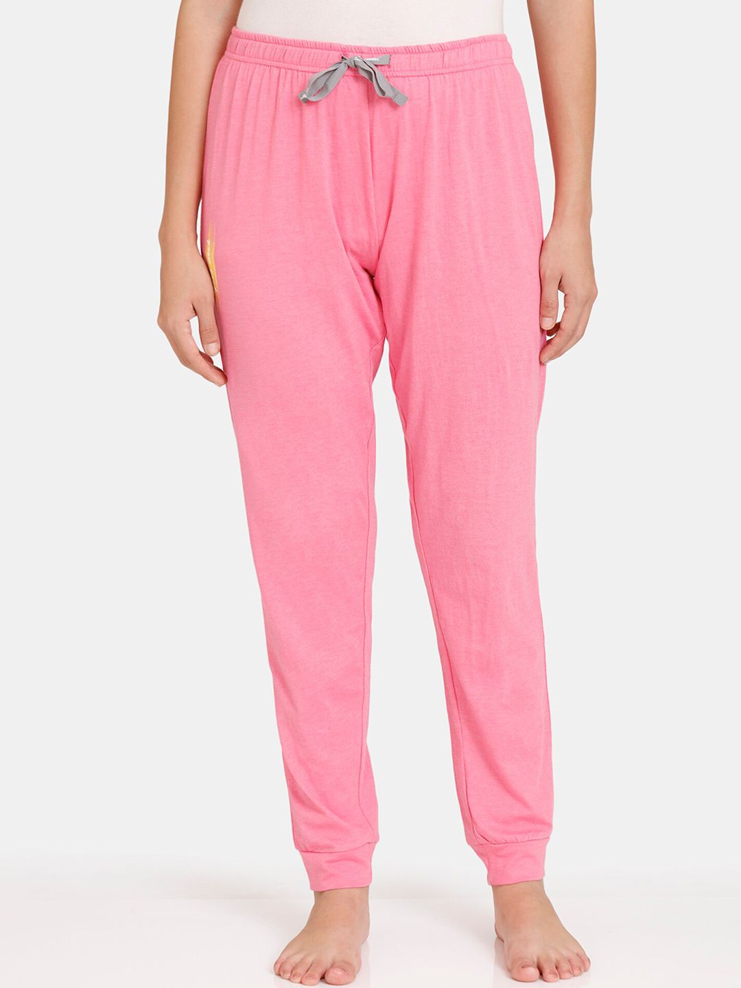 Rosaline by Zivame Women Pink Solid Relaxed Fit Pure Cotton Jogger Lounge Pants Price in India