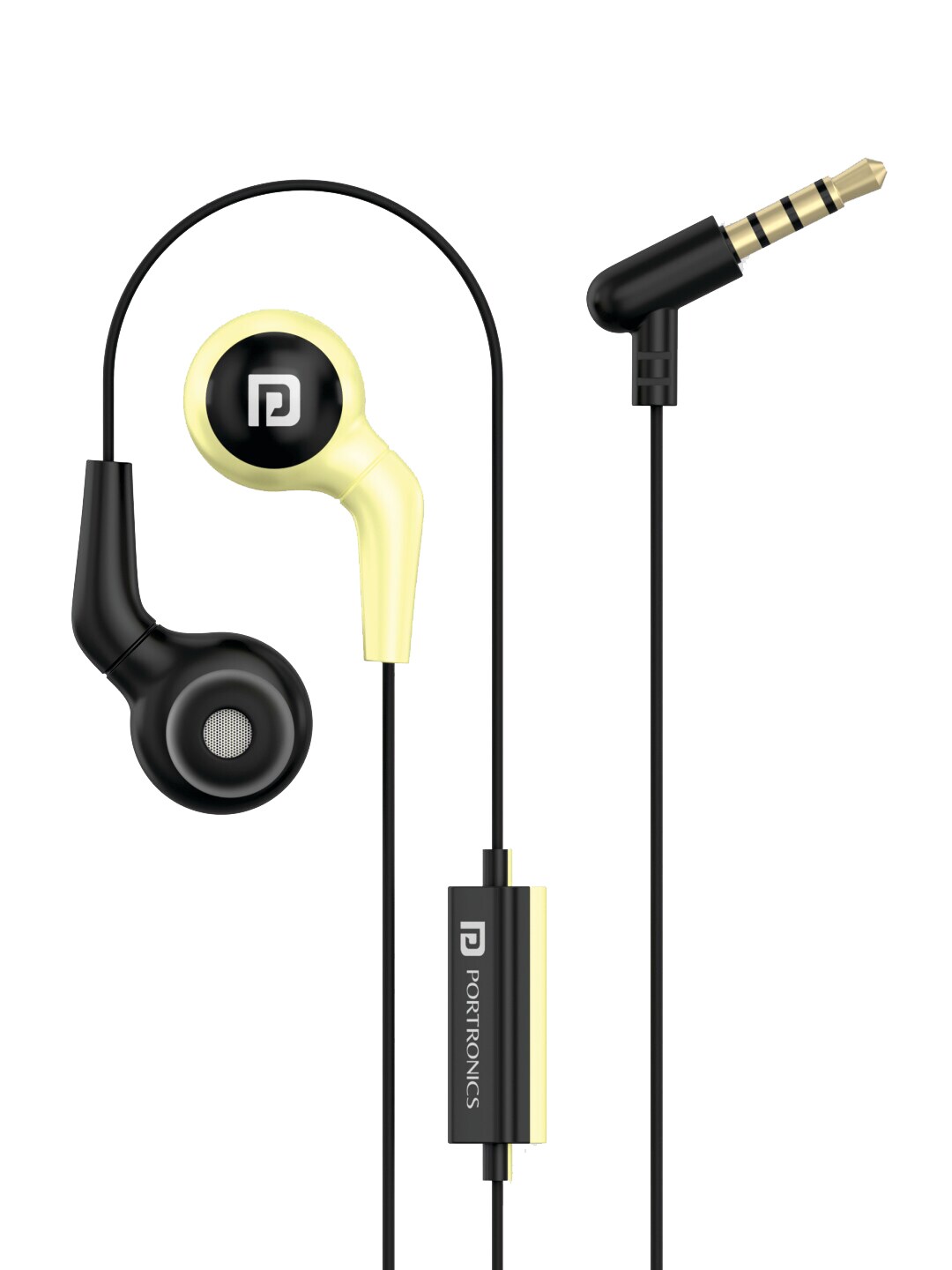 Portronics Unisex Yellow and Black Dual Tone In-Ear Wired Earphones With Mic Price in India