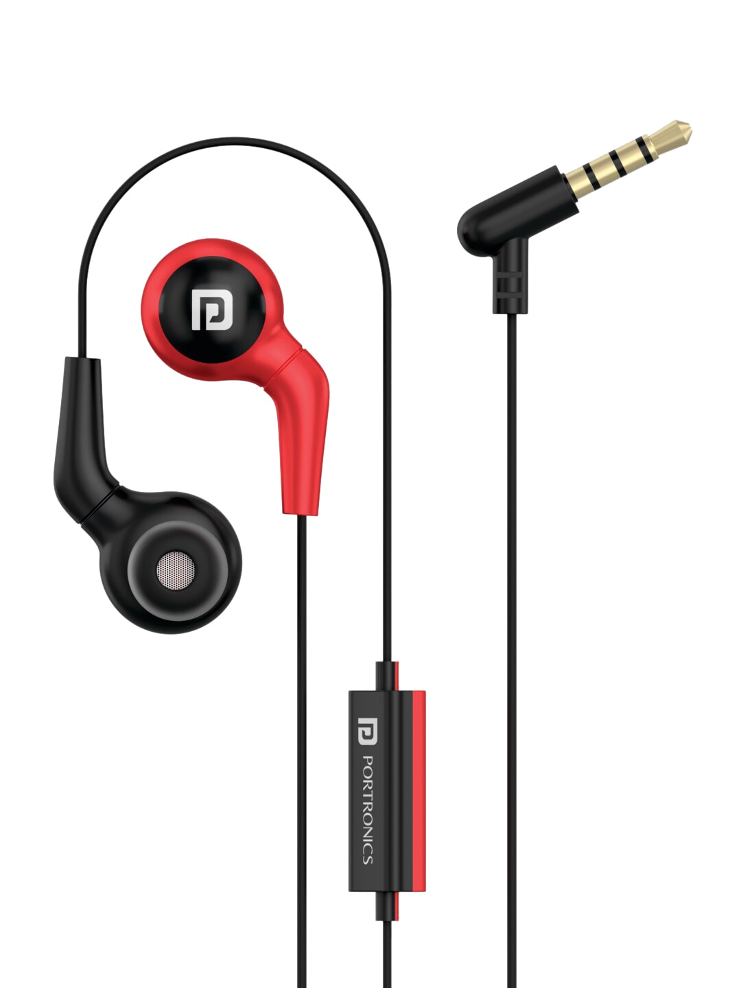 Portronics Adults Red Solid Conch 70 In-Ear Wired Earphone With Mic Price in India
