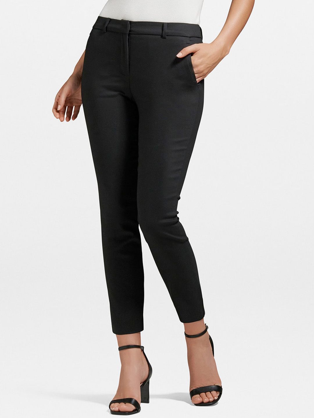 Forever New Women Black Slim Fit Trousers Price in India