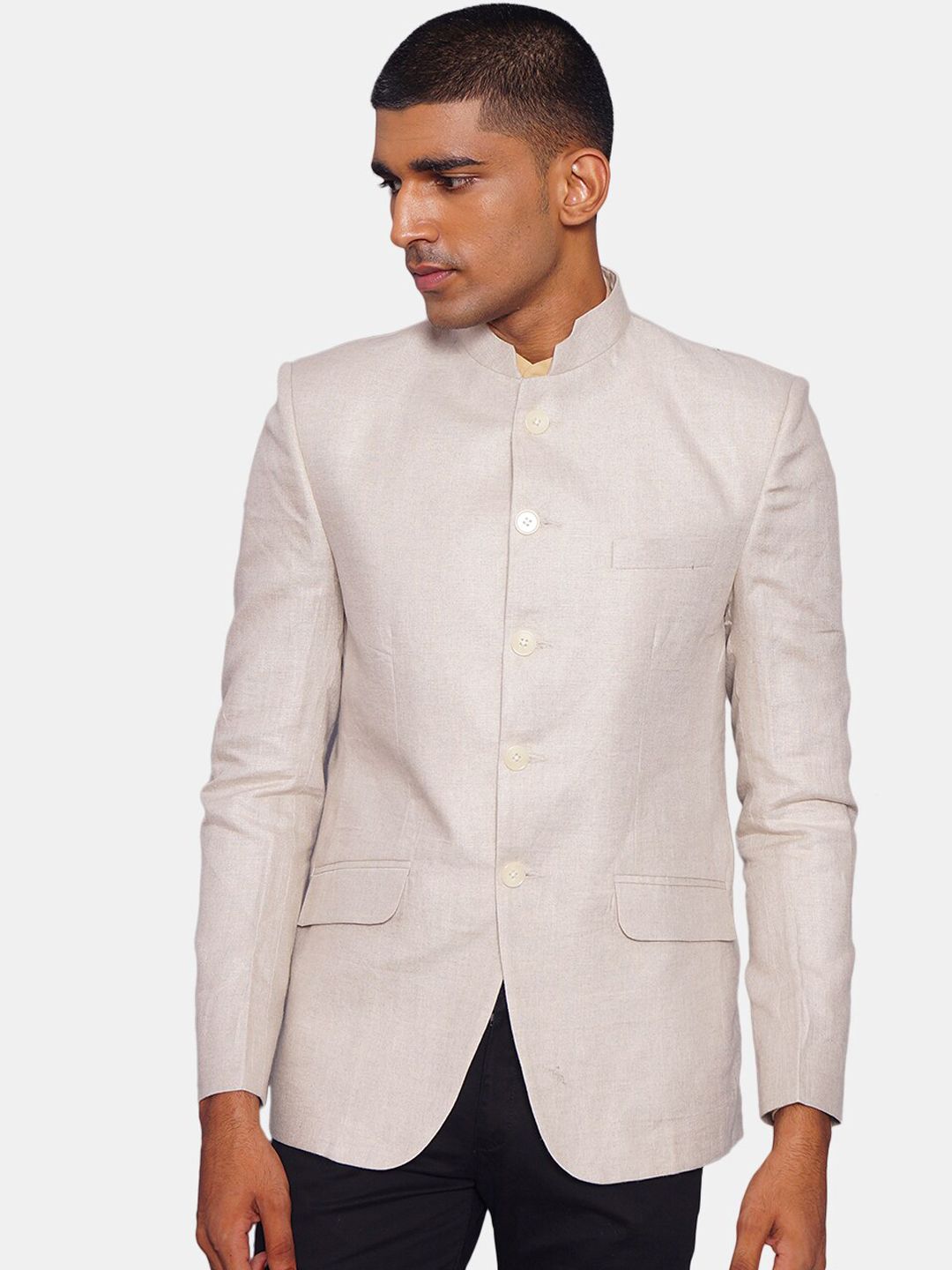 Wintage Men Solid Beige Blazers