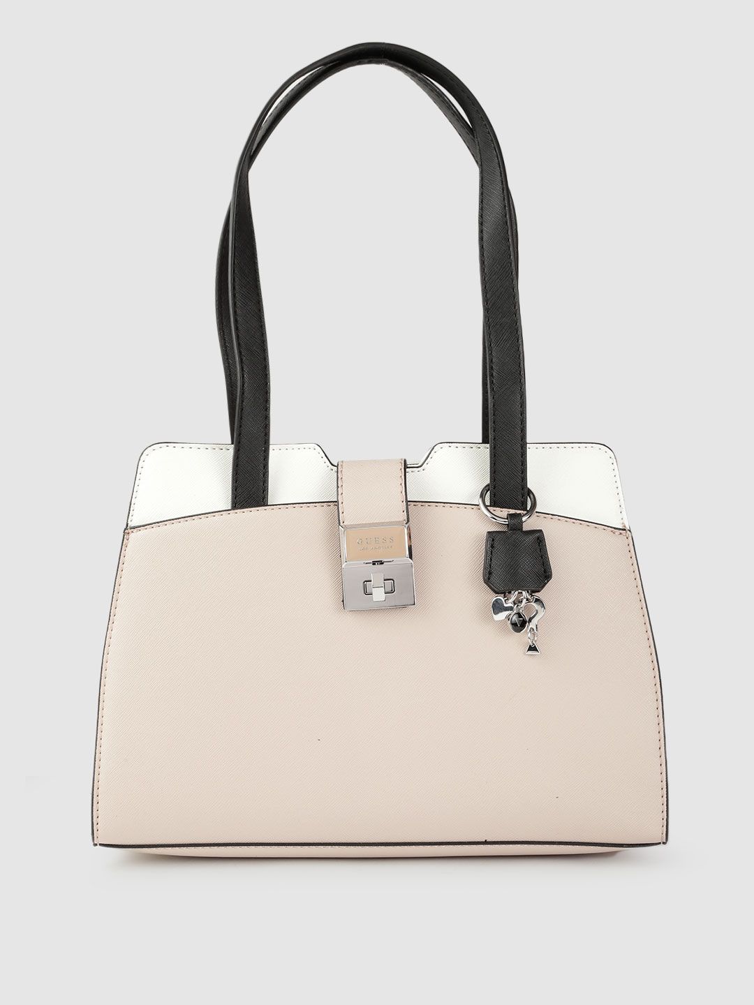 GUESS Women Off White Solid Structured Shoulder Bag Price in India