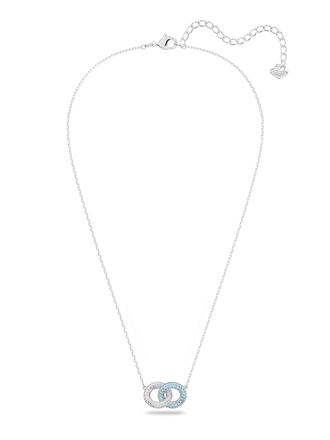 SWAROVSKI Silver-Toned STONE:NECKLACE AQUA/CRY/RHS Rhodium Plated Price in India