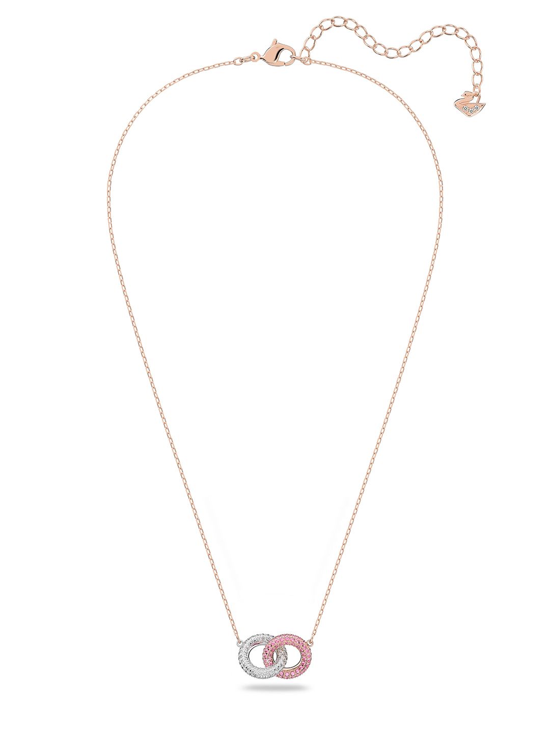 SWAROVSKI Pink & Silver-Toned Rose Gold-Plated Necklace Price in India