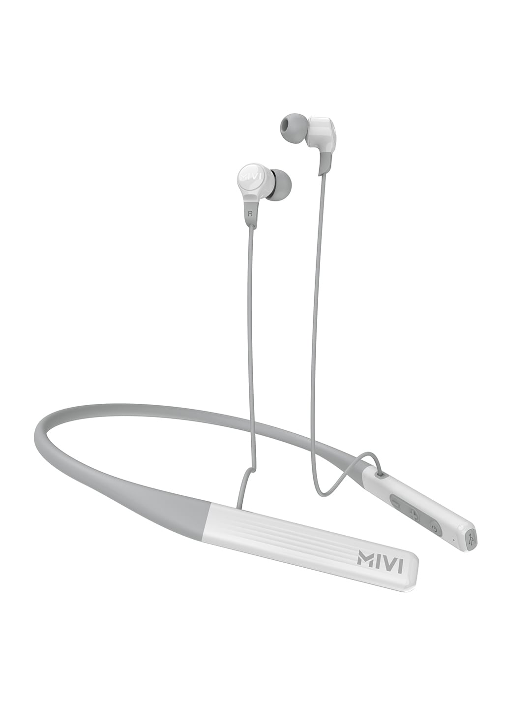 mivi Collar 2B Wireless Earphones with Fast Charging, 17hrs Playtime - Grey Price in India