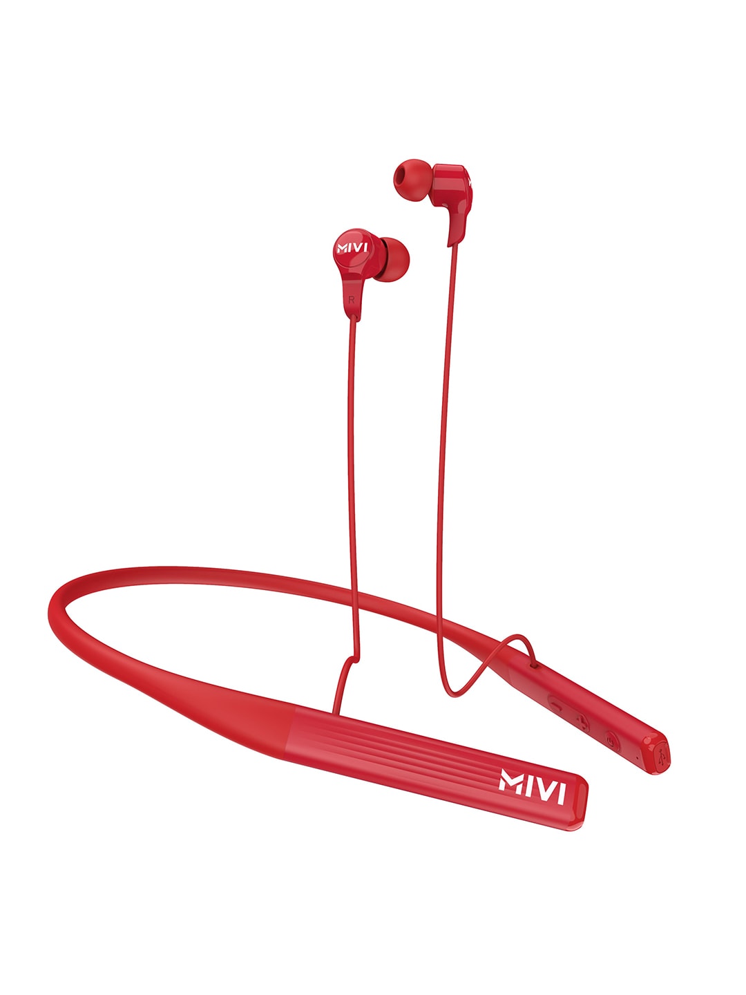 mivi Collar 2B Wireless Earphones with Fast Charging - Red Price in India