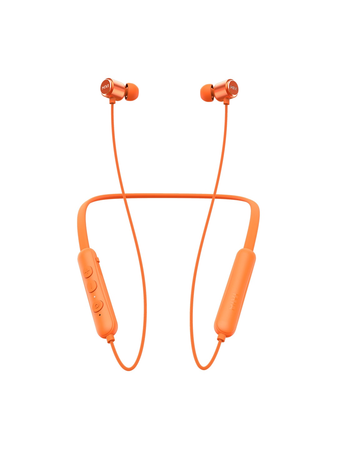 mivi Collar Flash Wireless Earphones with Mic & Fast Charging - Orange Price in India
