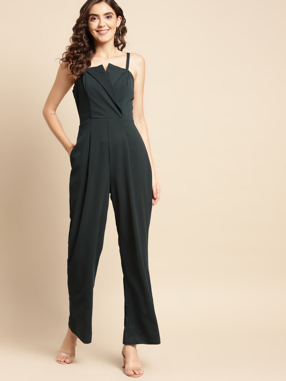 WoowZerz Women Green Solid Basic Jumpsuit Price in India