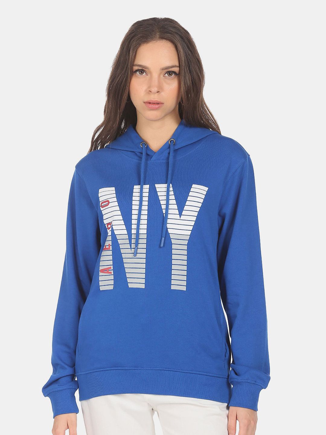 Aeropostale Women Blue Printed Sweatshirt Price in India