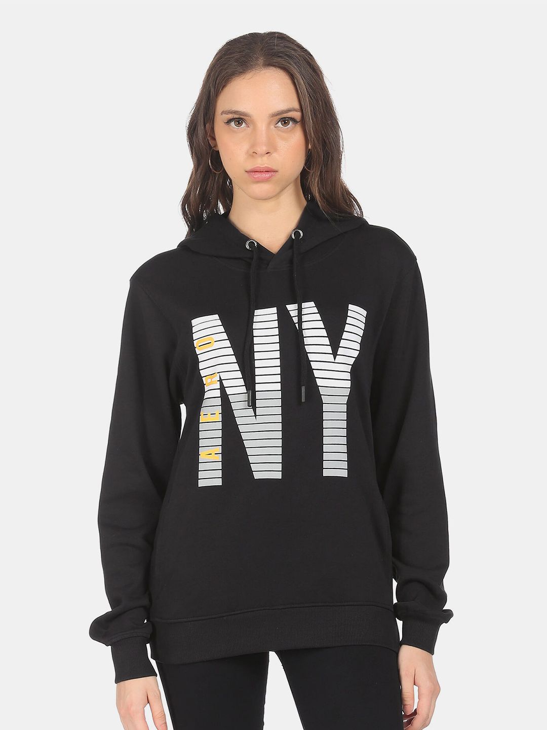 Aeropostale Women Black Printed Sweatshirt Price in India