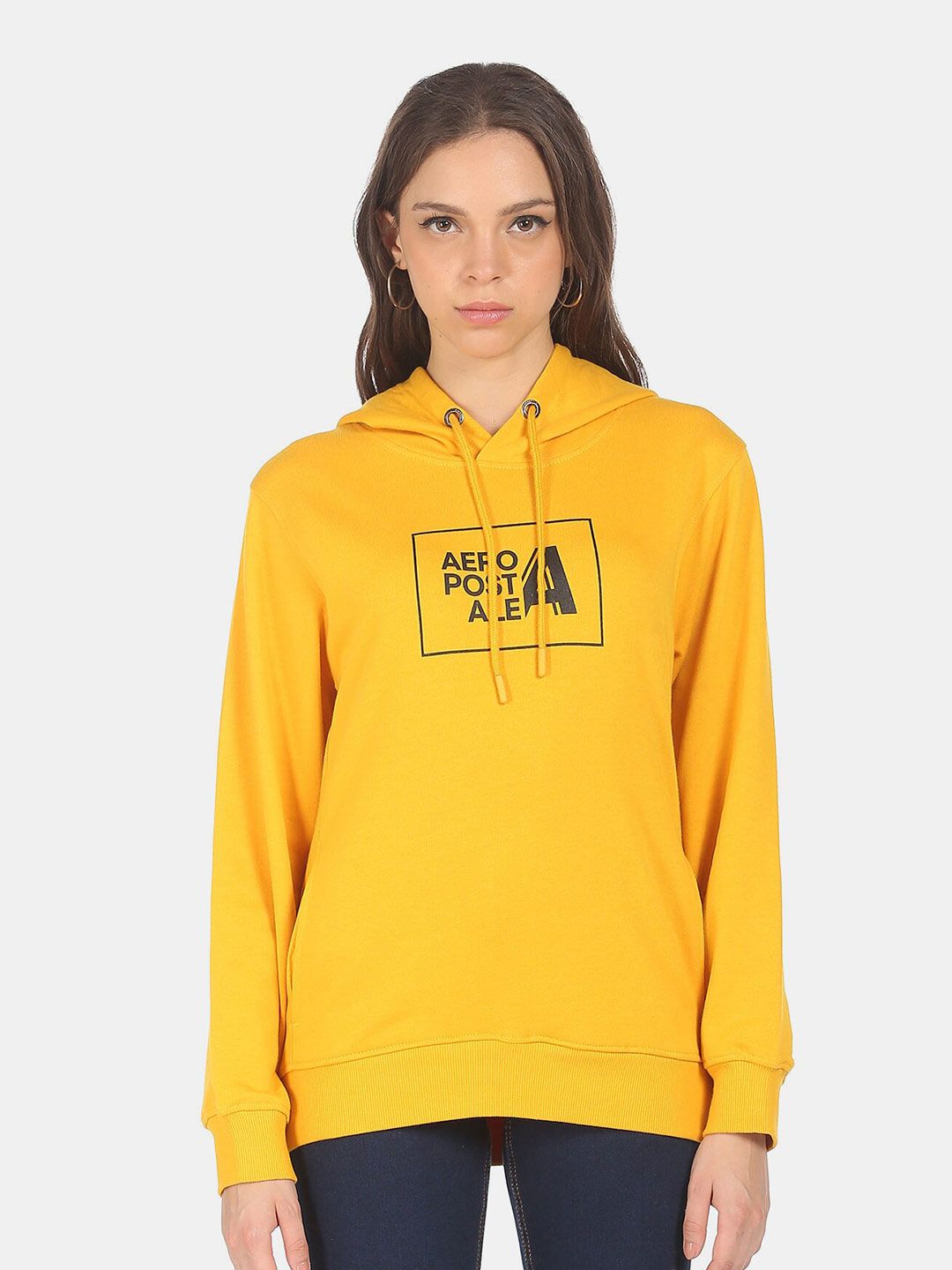 Aeropostale Women Yellow Printed Sweatshirt Price in India