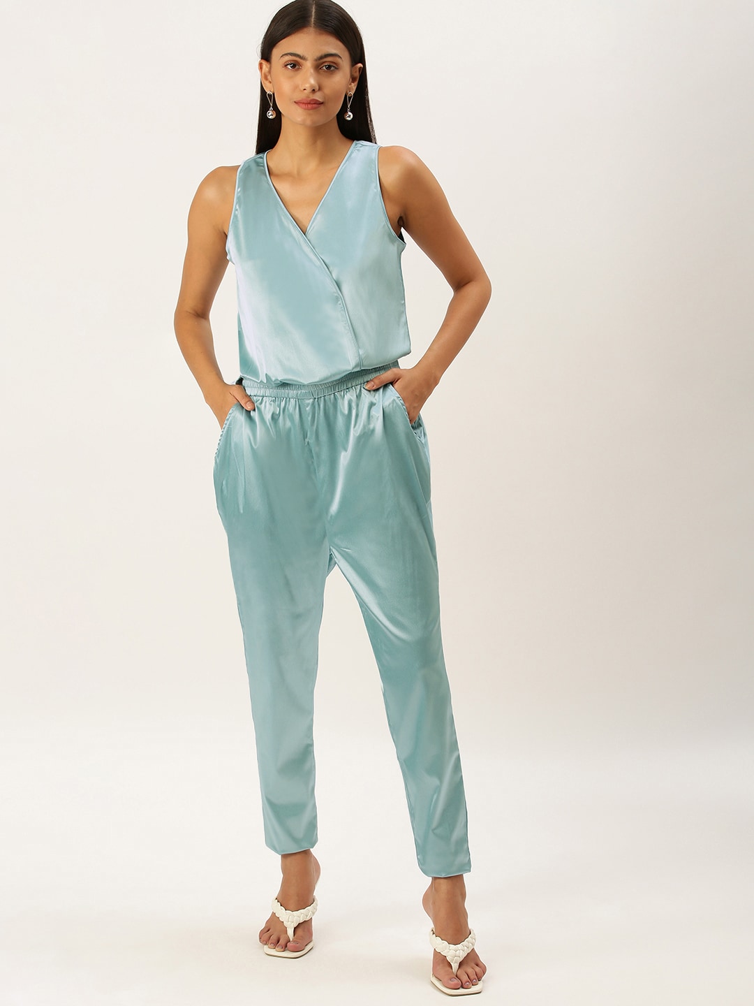 FOREVER 21 Women Blue Solid  Basic Jumpsuit Price in India