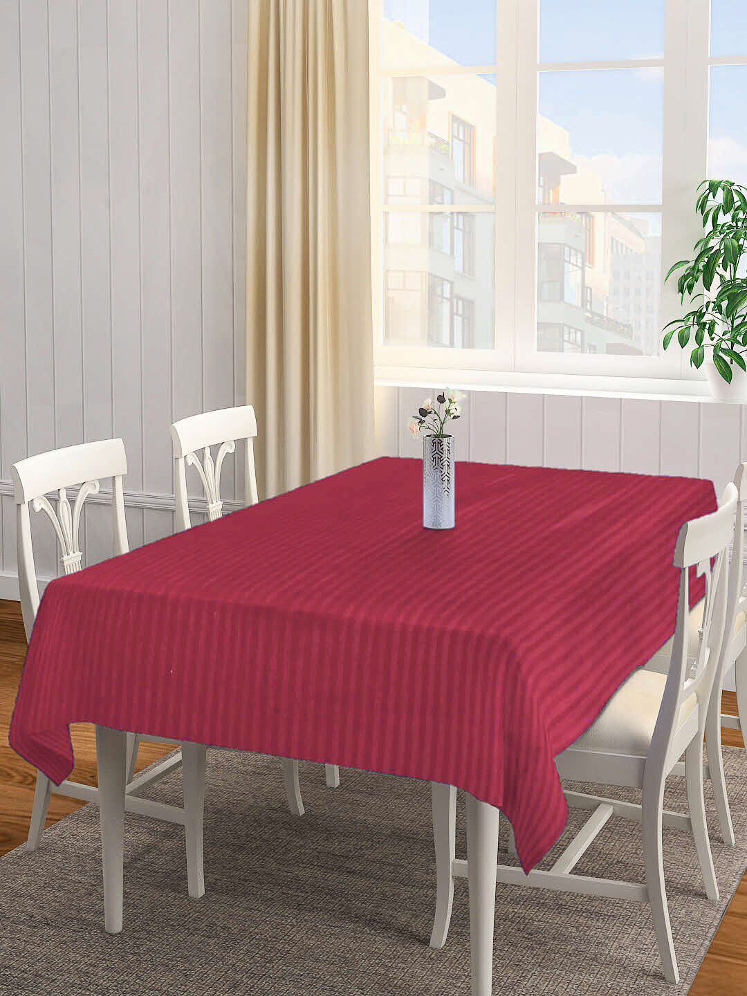 Arrabi Red Striped 8-Seater Rectangle Table Cover Price in India