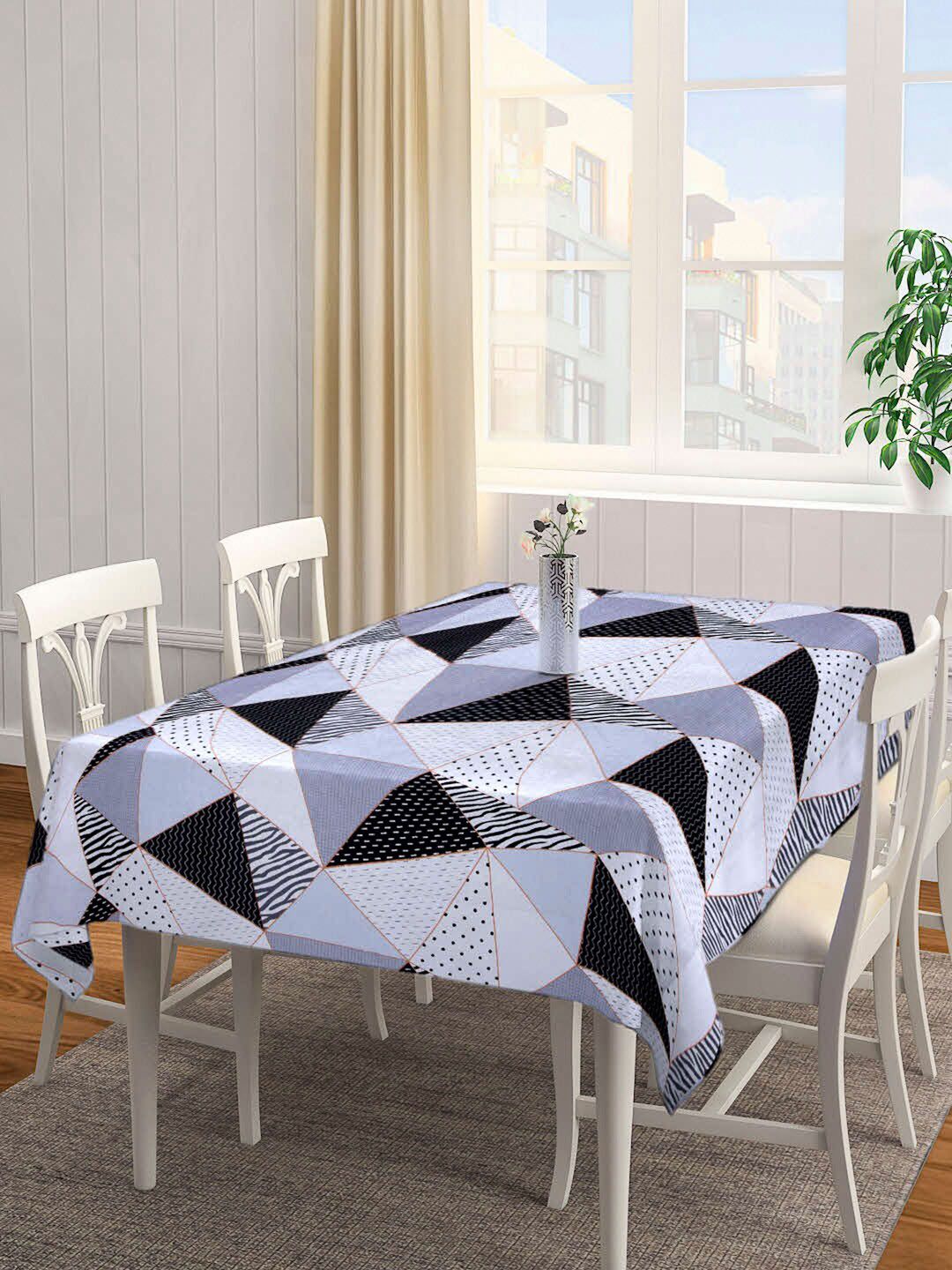 Arrabi Grey Geometric Printed 6-Seater Table Covers Price in India