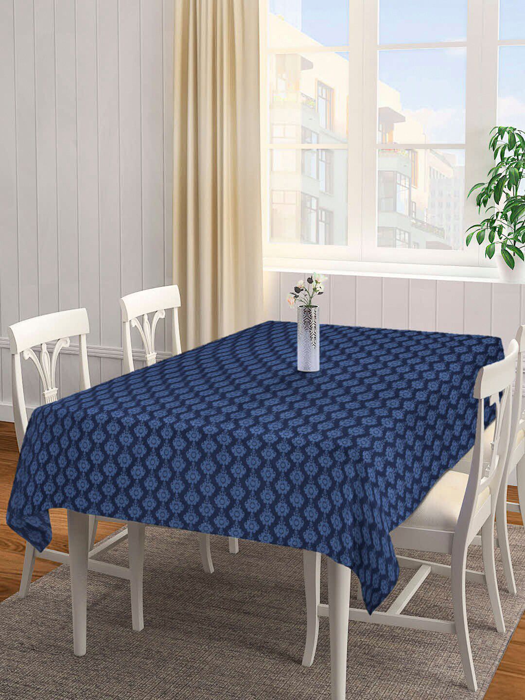 Arrabi Blue Handwoven 8-Seater Rectangle Cotton Table Cover Price in India