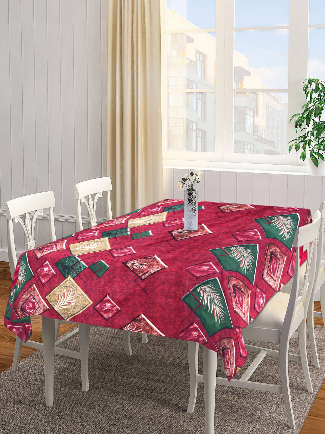 Arrabi Black & Green Geometric Printed 6 Seater Table Cover Price in India