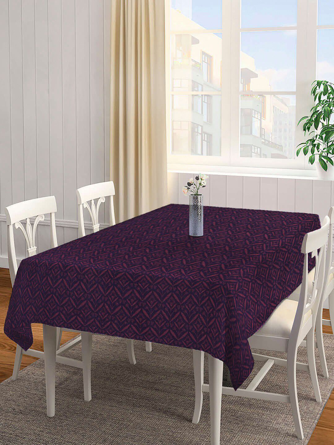 Arrabi Purple Leaf 6 Seater Table Cover Price in India