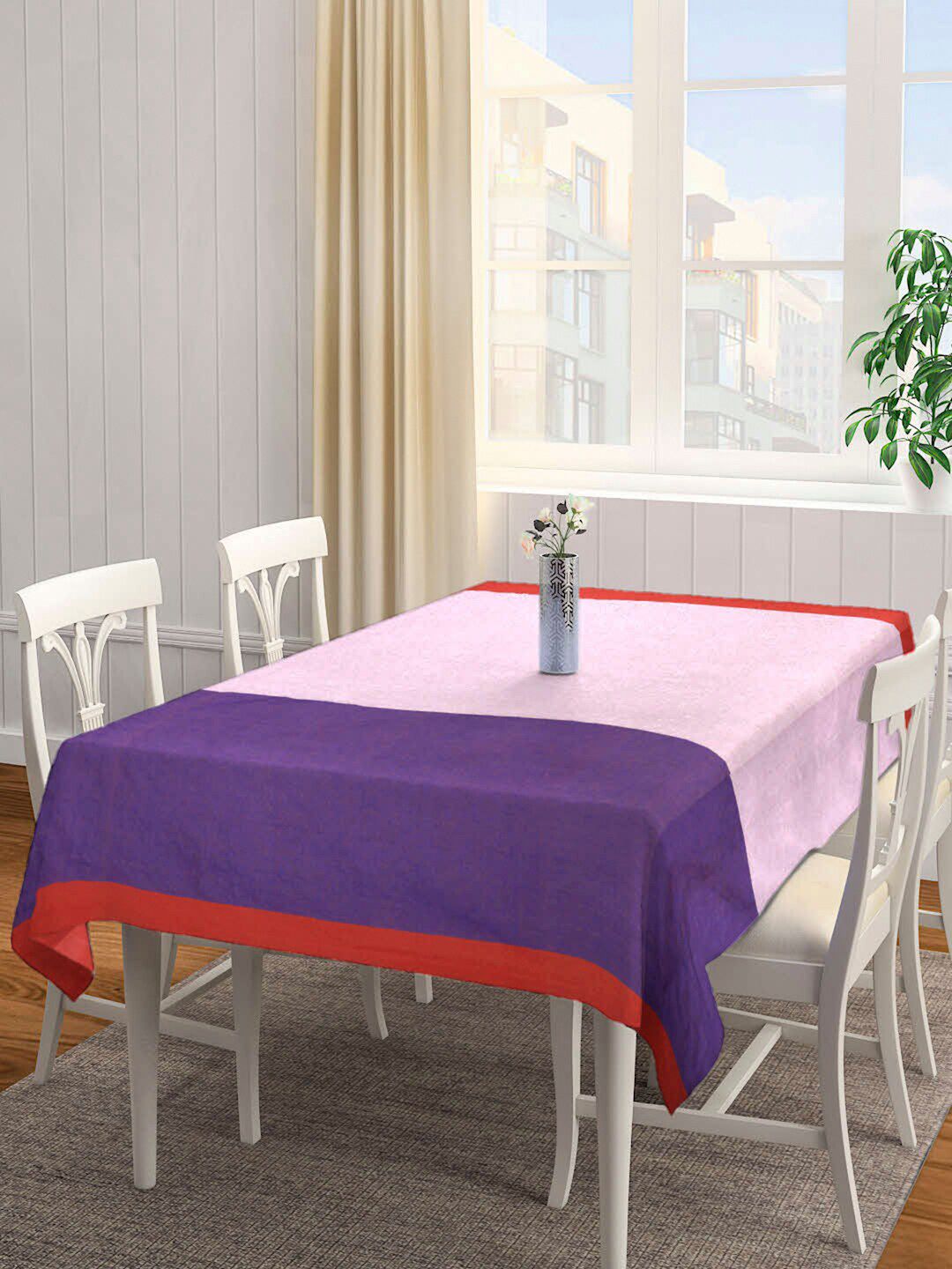 Arrabi Purple & Pink Striped Handwoven 8-Seater Table Cover Price in India