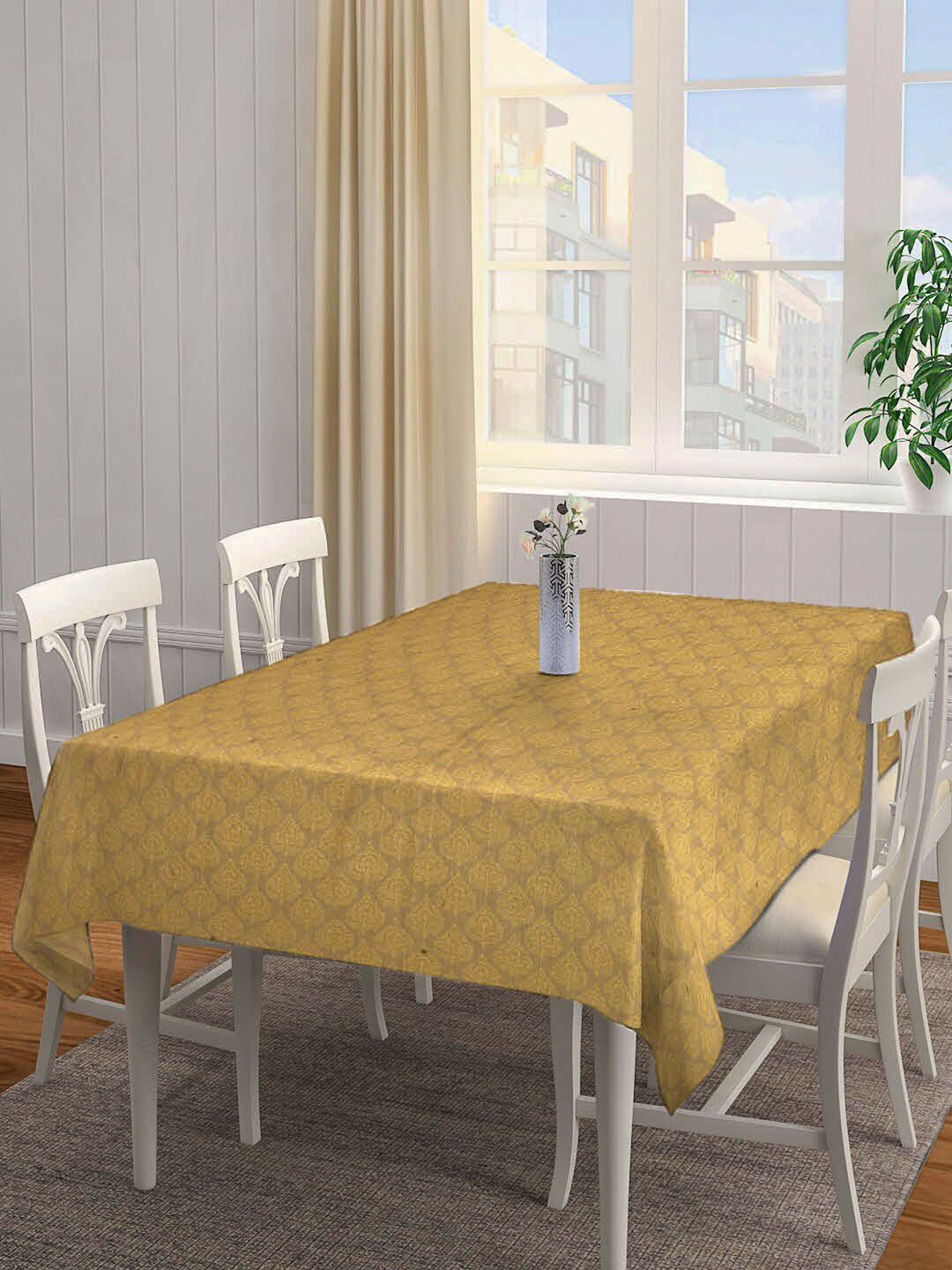 Arrabi Beige & Yellow Handwoven 8-Seater Rectangle Cotton Table Cover Price in India