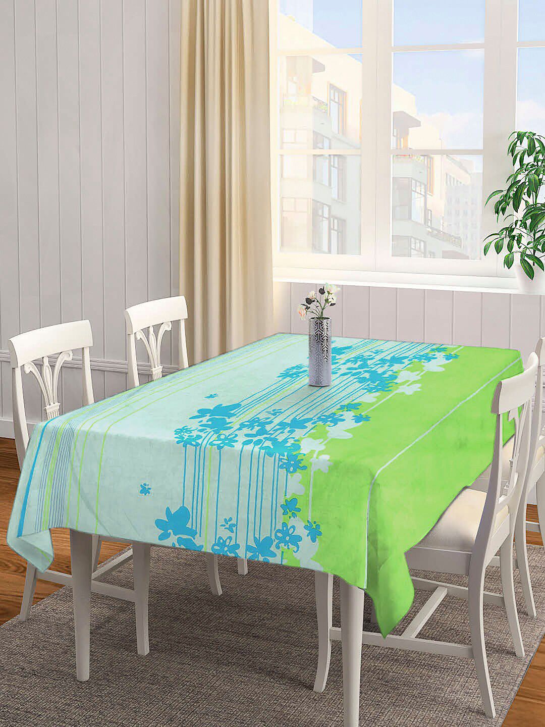 Arrabi Green Floral Printed 6 Seater Table Covers Price in India