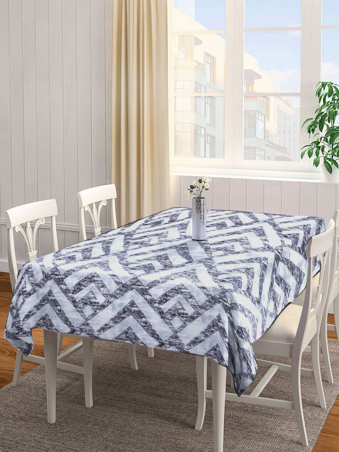 Arrabi Grey Printed Cotton 6 Seater Rectangle Table Cover Price in India
