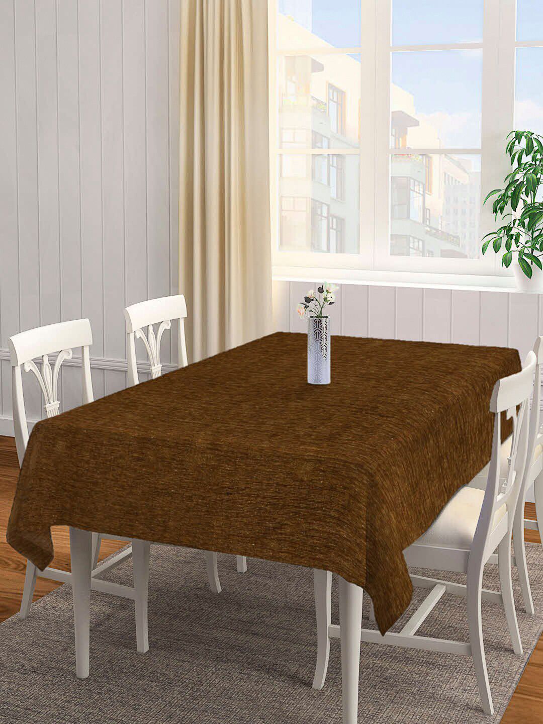 Arrabi  Brown Self-Design 8-Seater Rectangle Table Cover Price in India