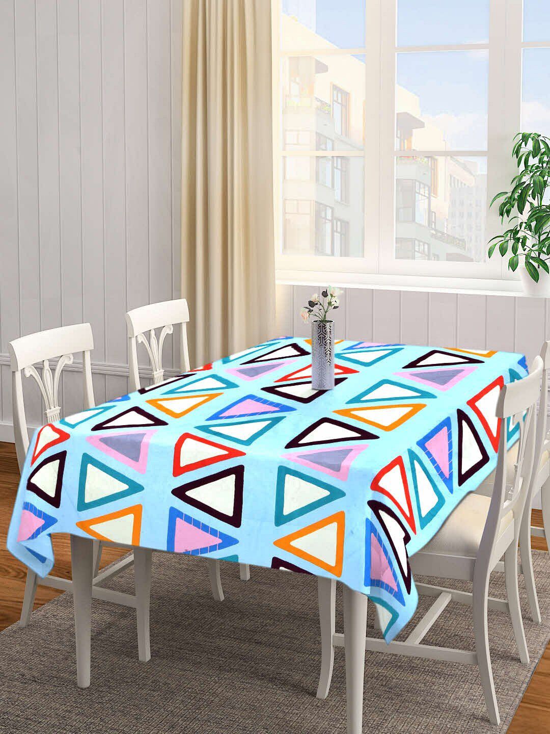 Arrabi Blue Geometric Printed 8-Seater Table Covers Price in India