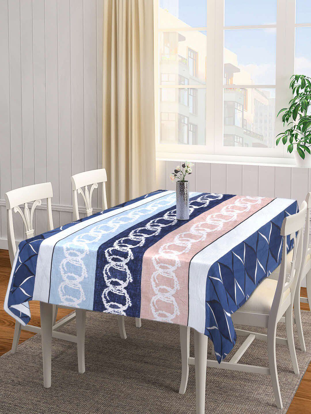 Arrabi Blue & White Printed 8 Seater Table Cover Price in India