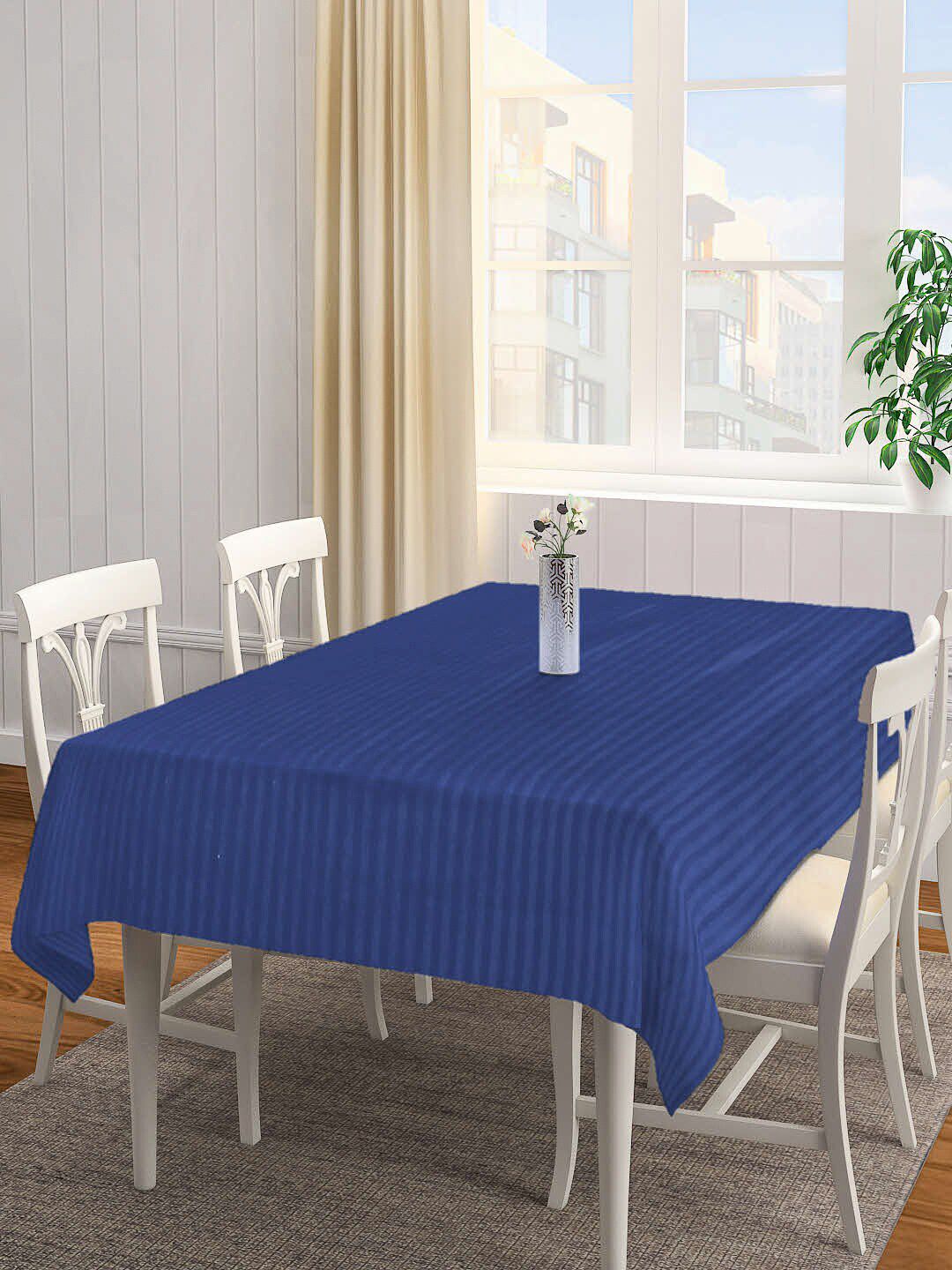 Arrabi Blue Striped 8 Seater Rectangle Table Cover Price in India