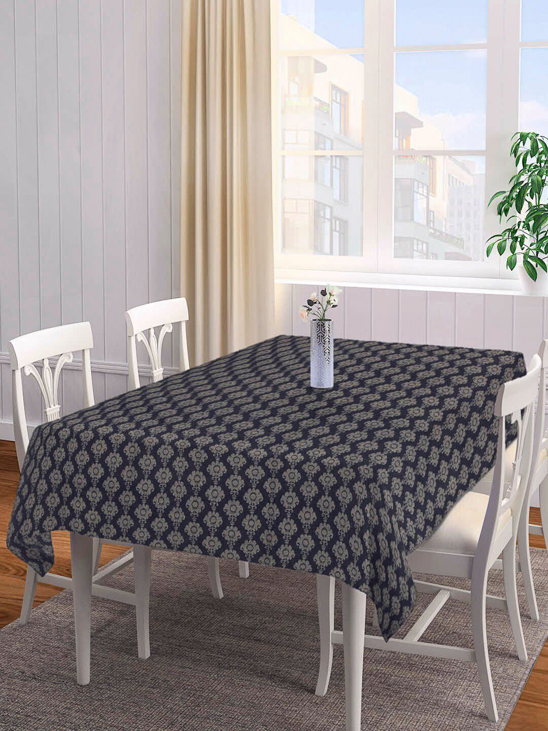 Arrabi Black & Grey Handwoven Cotton 8-Seater Table Cover Price in India