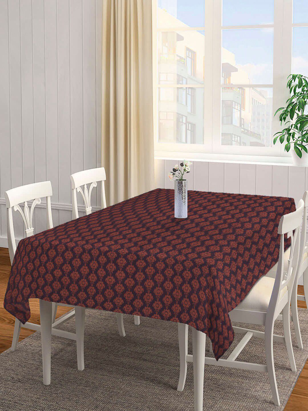 Arrabi Black & Brown Printed 8-Seater Cotton Table Covers Price in India