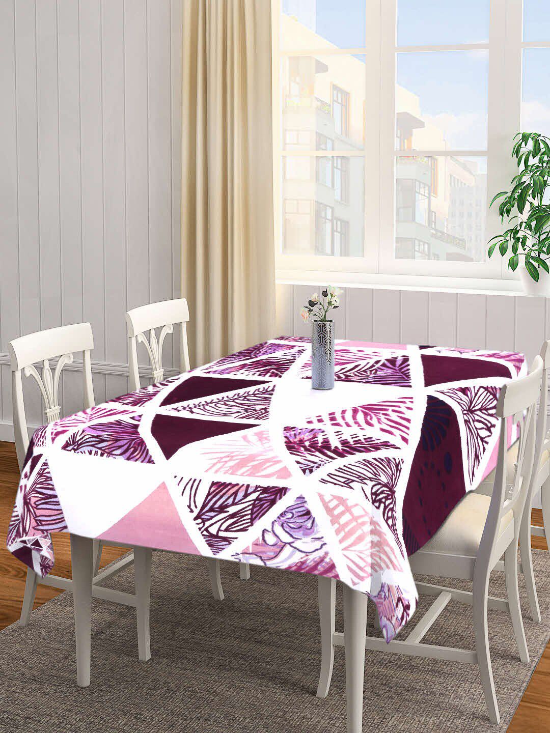 Arrabi Brown & Pink Printed 6-Seater Rectangle  Table Cover Price in India