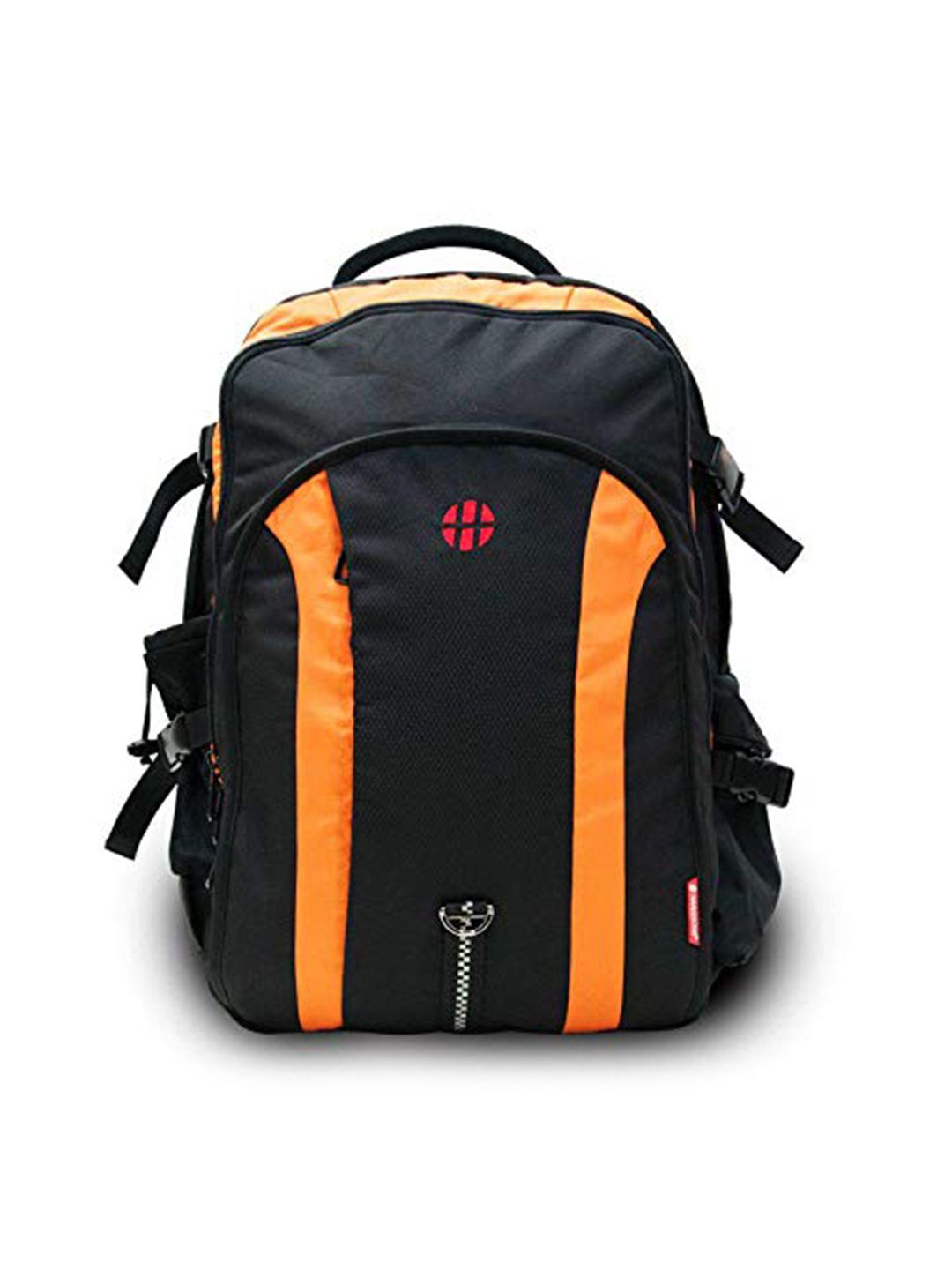 Harissons Unisex Black & Orange Colourblocked Backpack Price in India