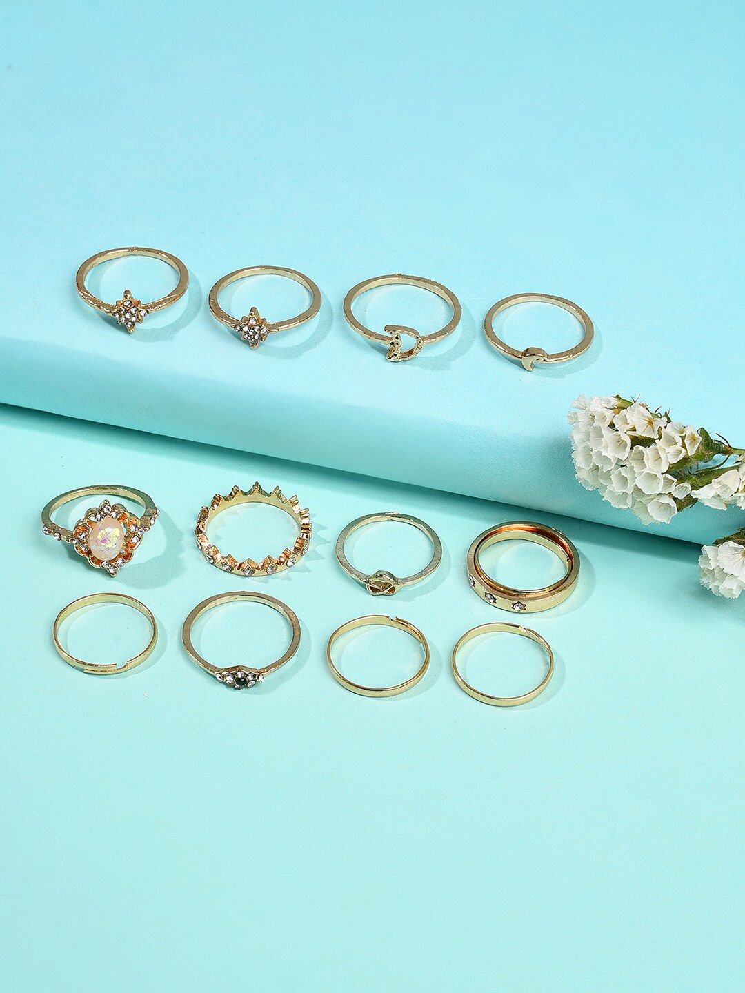 SOHI Pack of 12 Gold Plated Ring Price in India