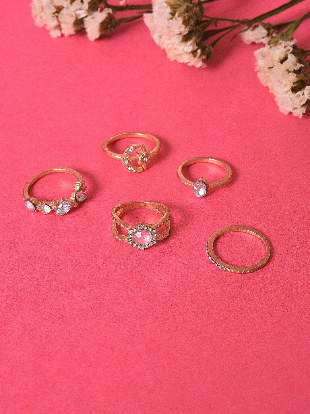 SOHI Set of 5 Gold-Plated Finger Ring Price in India