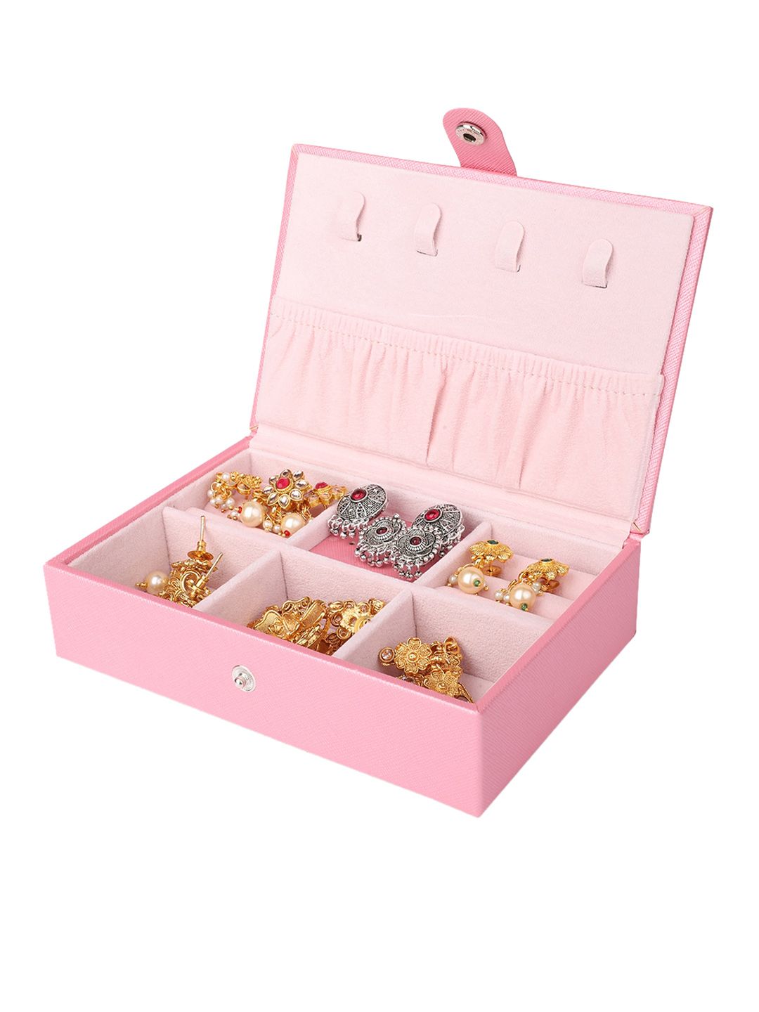 NFI essentials Women Pink Textured Jewellery Organiser Box Price in India