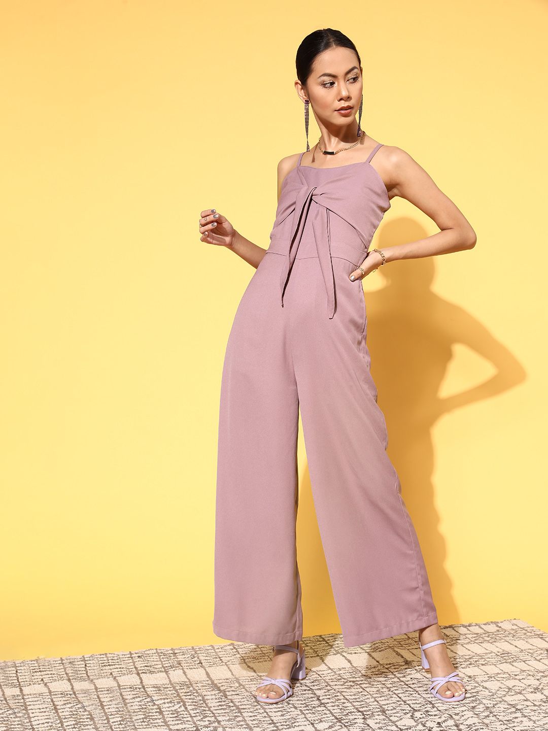 SASSAFRAS Women Elegant Lavender Solid Joyful Jumpsuit Price in India
