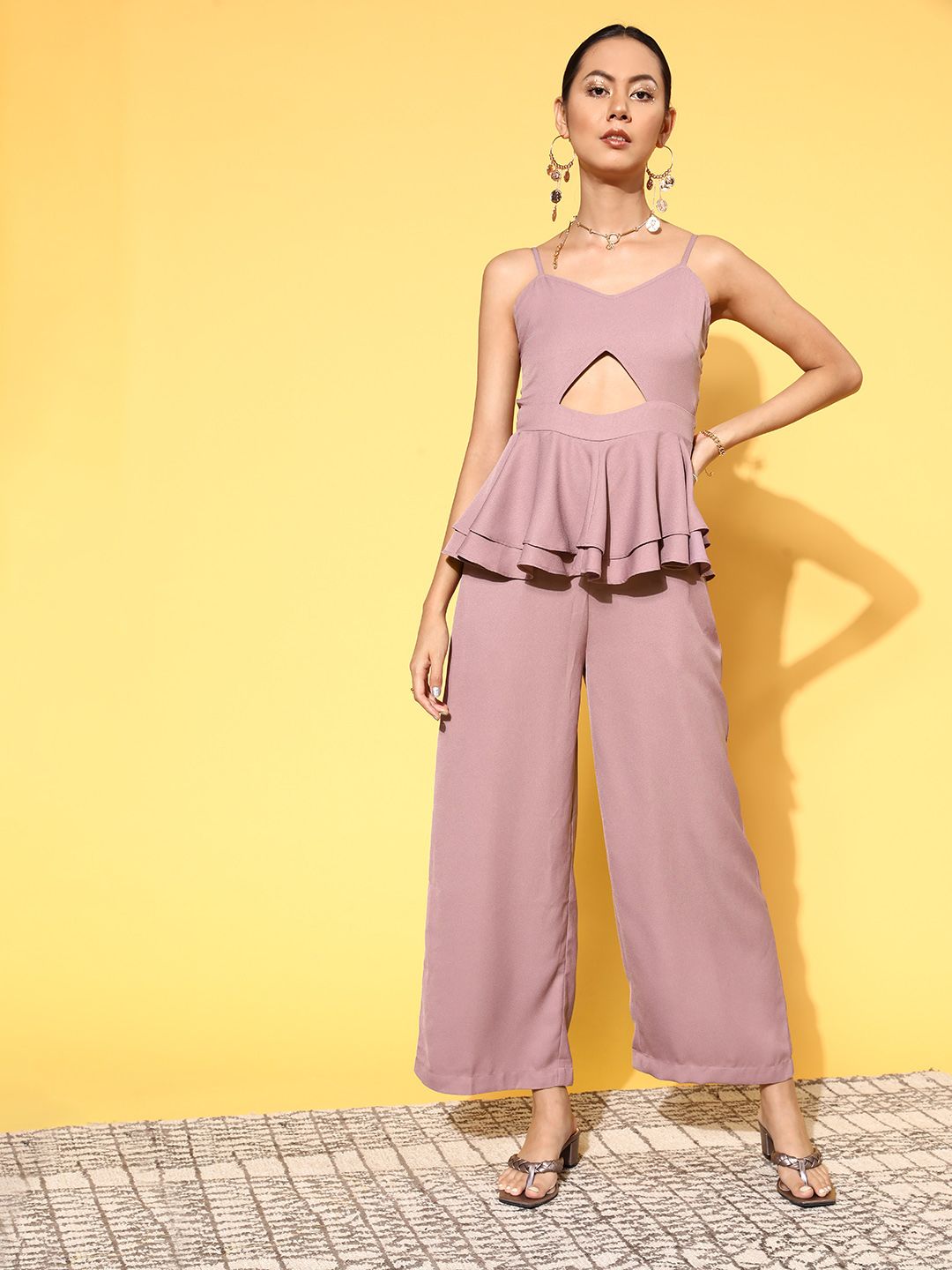 SASSAFRAS Women Elegant Lavender Solid Joyful Jumpsuit Price in India